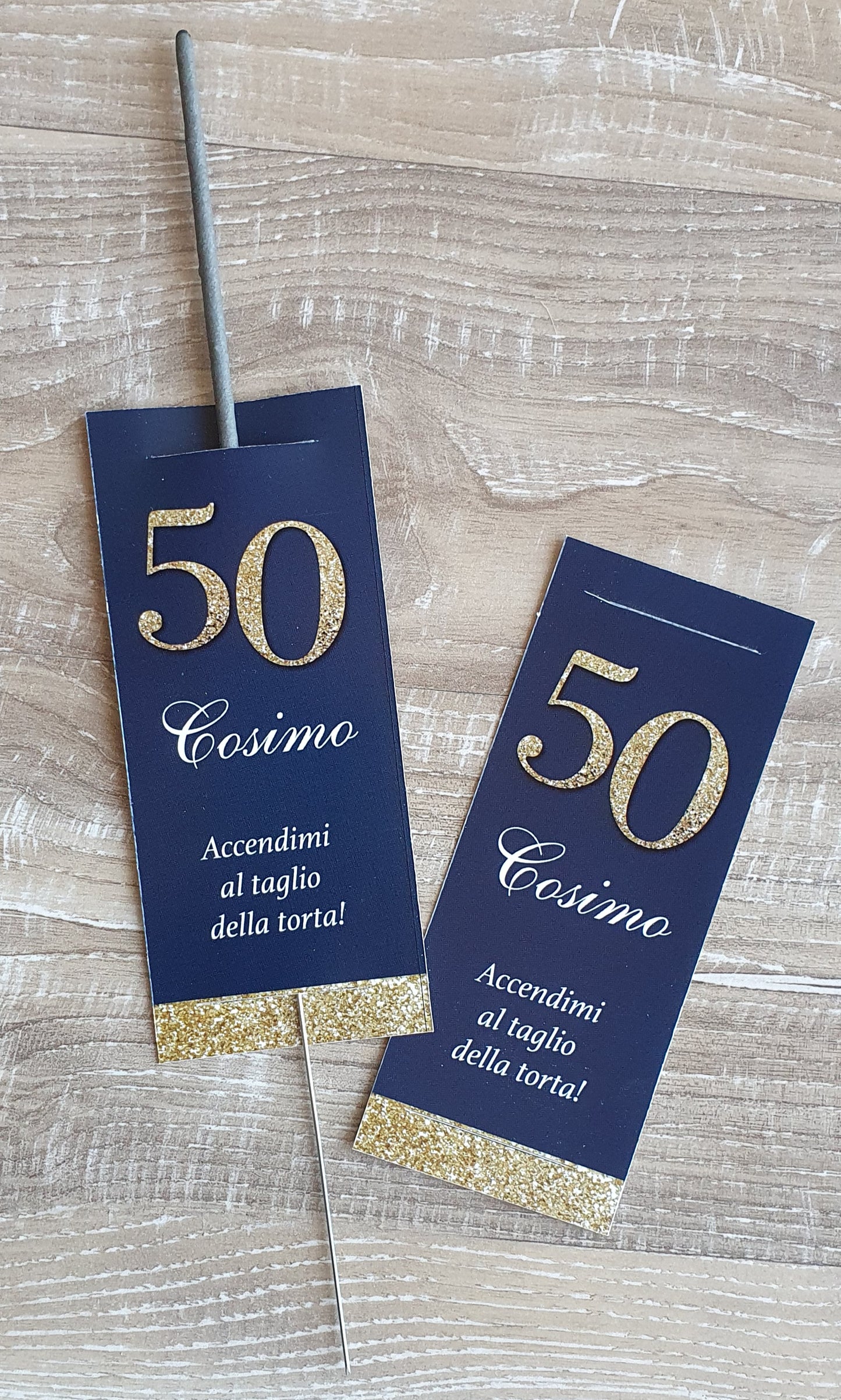 Tag stelline taglio torta COMPLEANNO - BLU ORO
