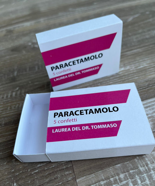 Scatolina portaconfetti Laurea Paracetamolo