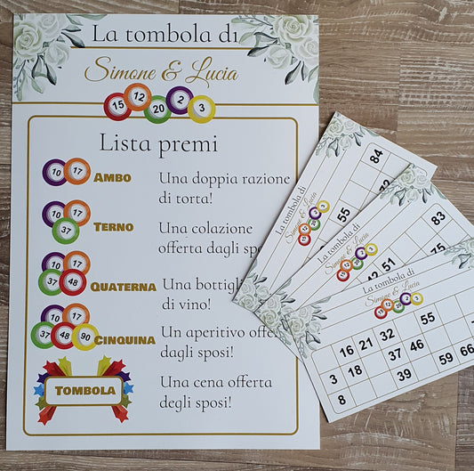 Tombola personalizzata matrimonio sposi