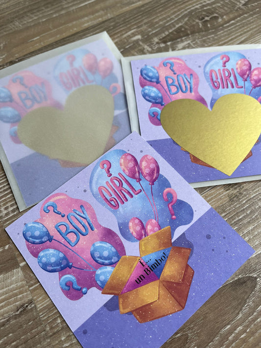 Gender reveal maschio o femmina gratta e vinci