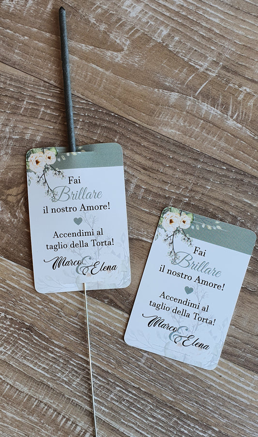 TAG per stelline taglio torta  matrimonio - VERDE SALVIA