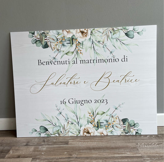 pannello benvenuto matrimonio personalizzato