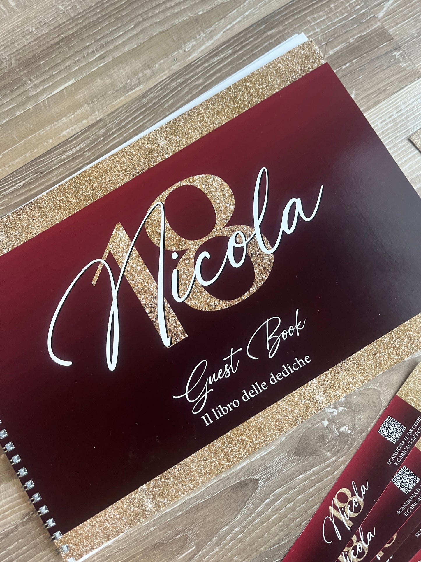 Guest Book a libro per dediche  18ESIMO  bordeaux e oro