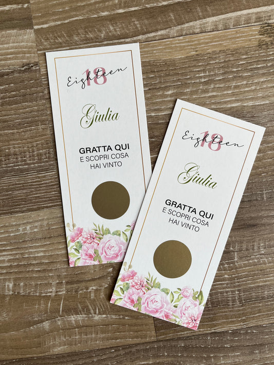 Gratta e vinci compleanno grafica fiori 