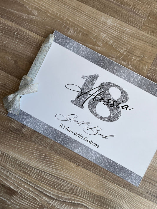 LIBRO DEIDCHE COMPLEANNO BIANCO E ARGENTO