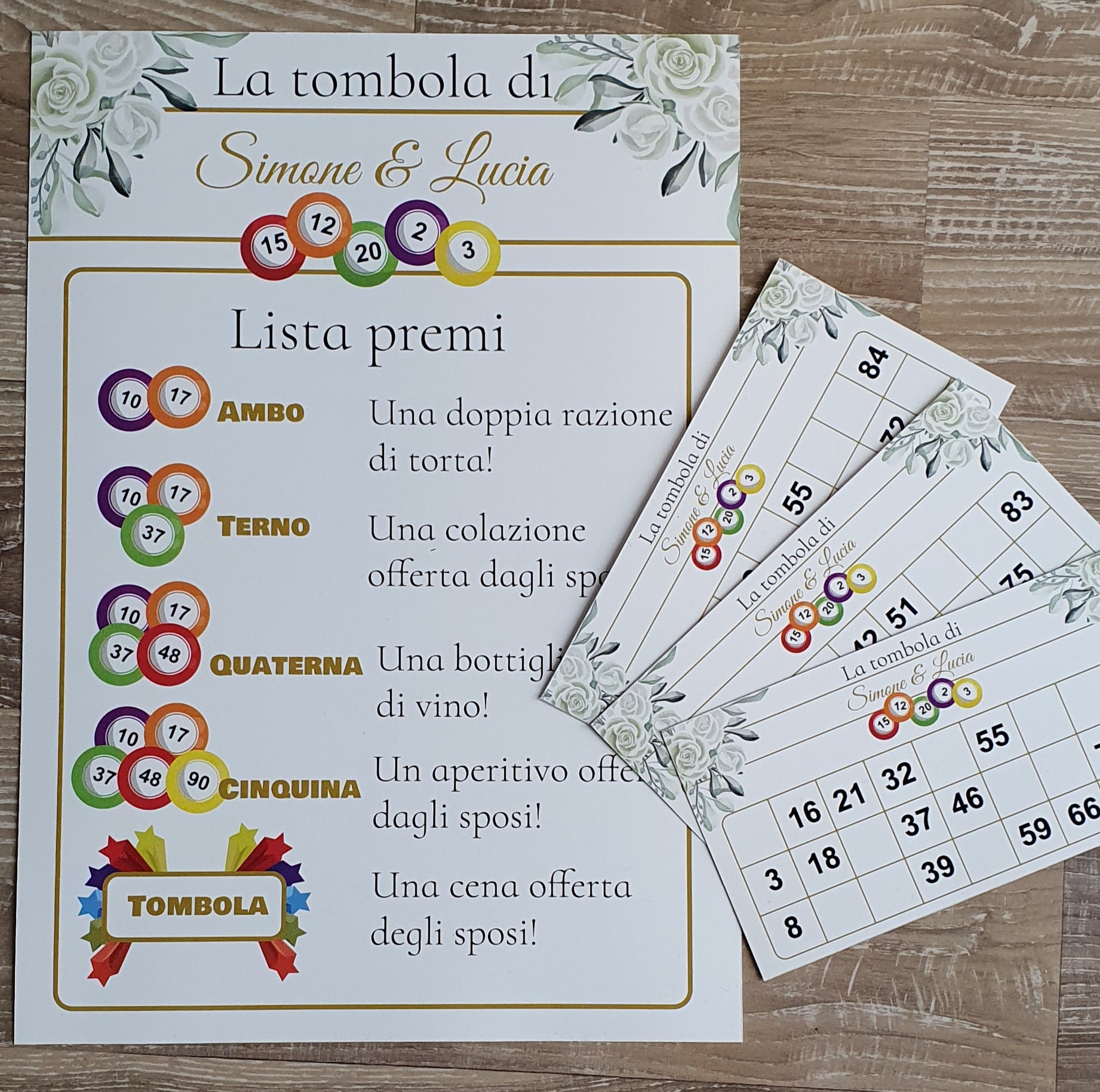 Tombola personalizzata matrimonio sposi