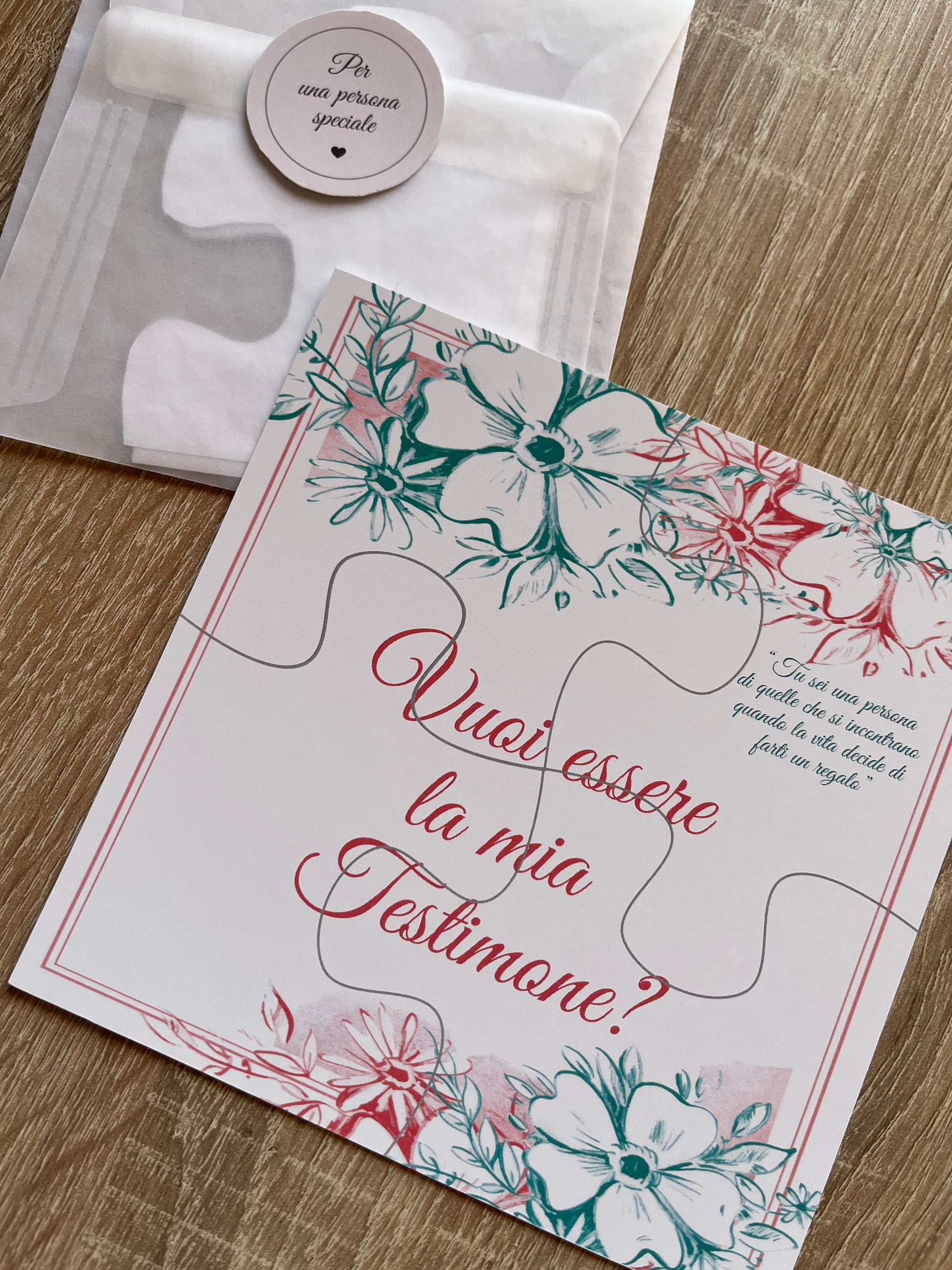 Biglietto Puzzle per chiedere di fare da damigella o testimone