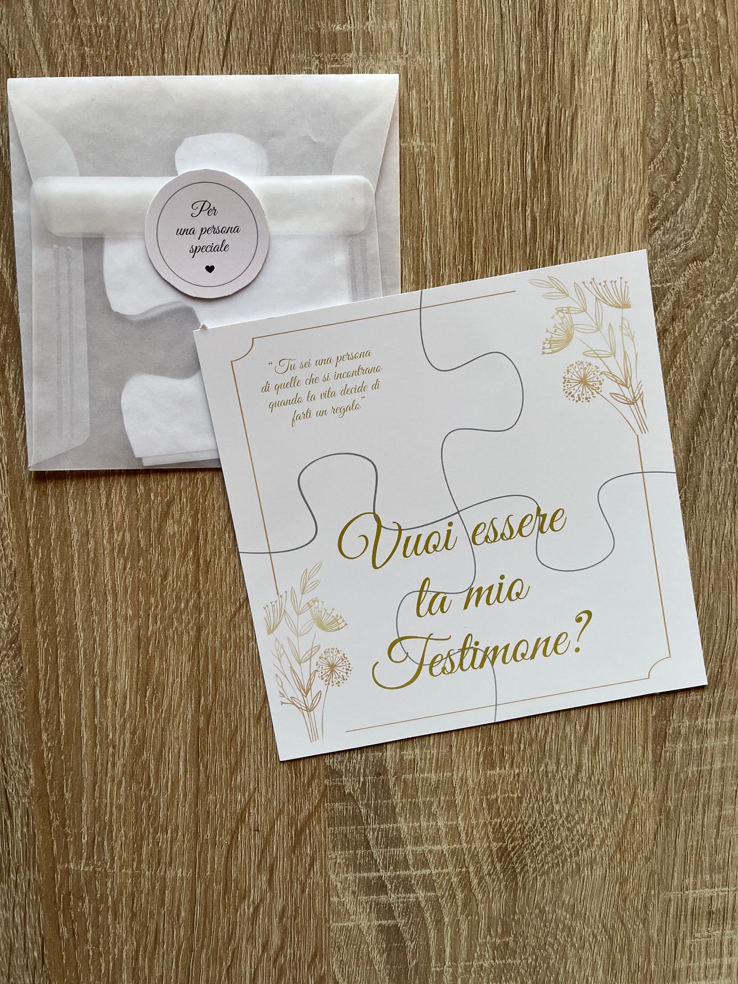 Biglietto Puzzle per chiedere di fare da damigella o testimone