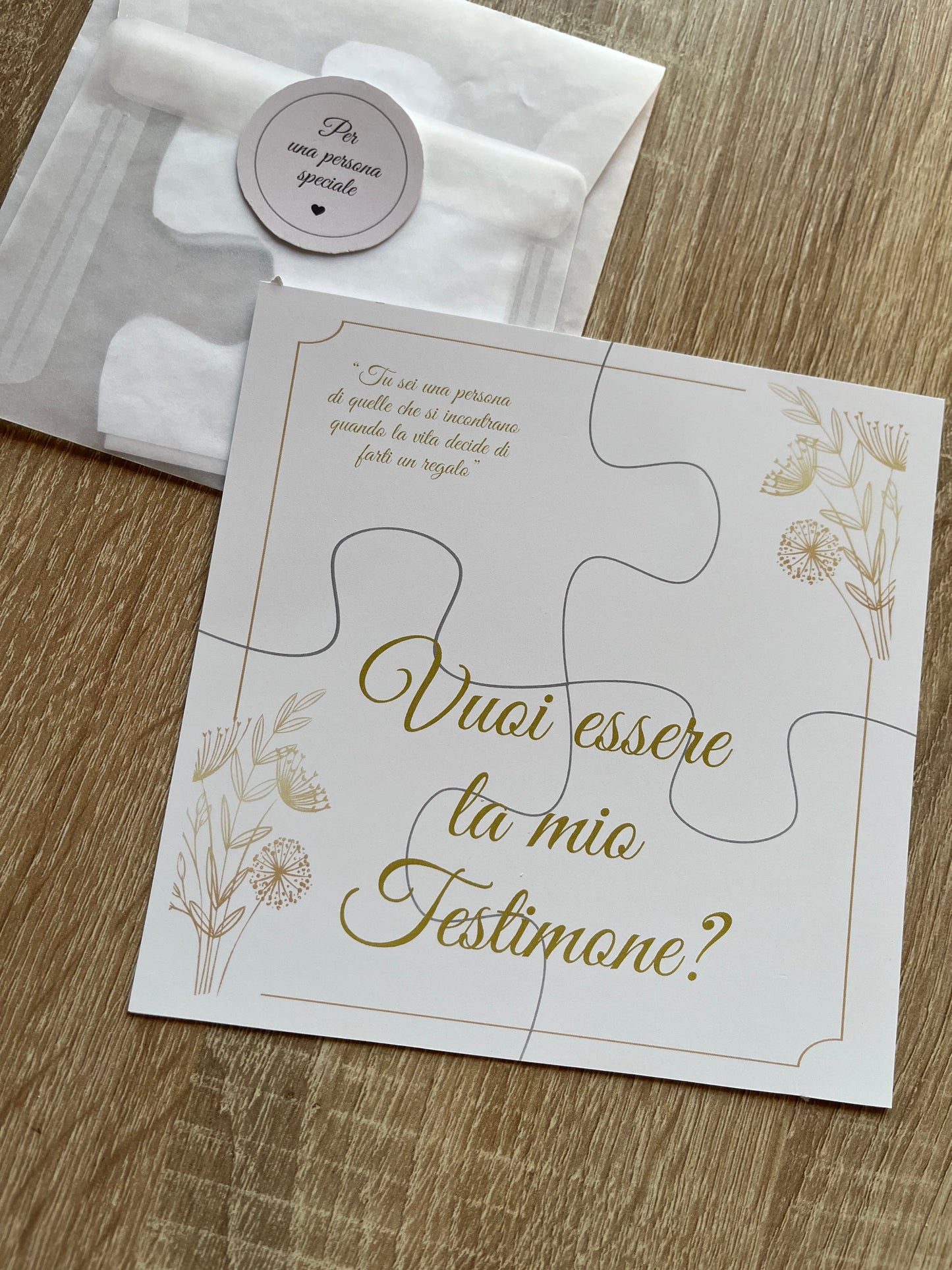 Biglietto Puzzle per chiedere di fare da damigella o testimone