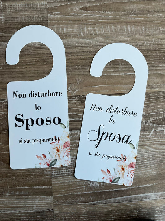 Cartoncini segnaporta Non disturbare la sposa e sposo 